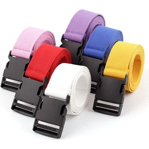 Design Couple Solid Color Long Waistband Wide Canvas Belt Plastic Buckle Strap Nylon Waist Belts for Women Girdle for Man