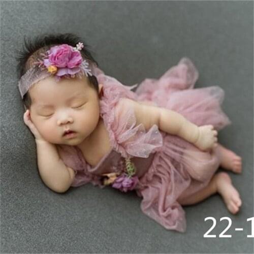 0-1Month Newborn Photography Props Baby Hat Headband Lace Romper Bodysuits Outfit Baby Girl Dress Costume Photography Clothing