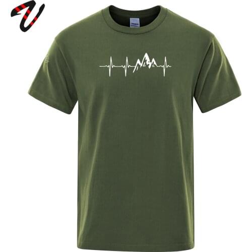 Mountain Ecg T Shirt Men 100% Premium Cotton Sweatshirt T-Shirt Funny Tees Tops Harajuku Streetwear Electrocardiogram tshirt