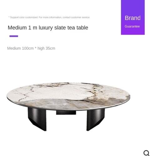 Italian luxury stone plate tea table simple living room stainless steel foot marble round small house tea table
