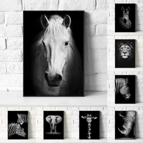 Canvas Painting Wall Art Lion Elephant Deer Zebra Posters and Prints Animals Wall Pictures for Living Room Decoration Home Decor