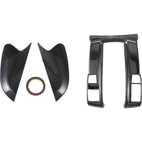 Rear View Side Mirror Cover Rearview Caps with Carbon Fiber Center Console Gear Shift Panel Frame Cover Trim