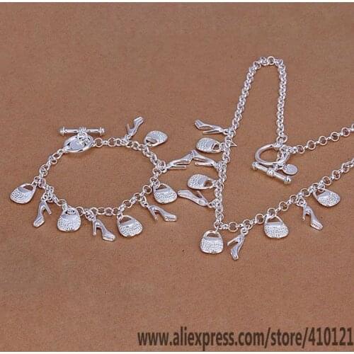 S131 Hot Sale Silver Color Fine Jewelry Sets,Wholesale Fashion Jewelry Elegant Charms Fashion Fashion Set High Heels