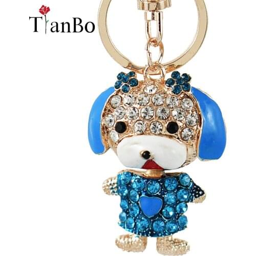 Cute Puppy Dog Dachshund Elephant Keychain Alloy Rhinestone Keychain Key Holder For car Lady Girls Bag Pendant jewelry