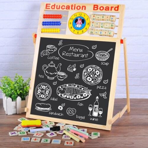 Multifunctional Wooden Magnetic Black And White Board Drawing Board Counting Letters Frame Children Educational Toys