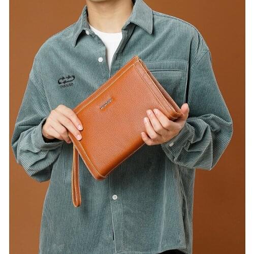 Weysfor Fashion Mens Handbag Business Clutch Bag Soft PU Leather Male Waist Pack Bag Elegant Leisure Stylish Hand bag Men Pouch