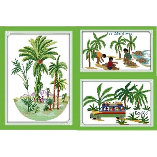 New Arrival Seaside Cross Stitch Sets Scenic Paintings 11CT14CT DMS Cross Stitch Pattern DIY Handmade Needlework Embroidery Kits