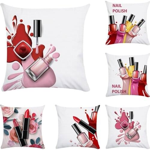 45cm Hand Painted Flowers Lipstick Bottles super soft polyester Cushion Cover and Sofa Pillow Case Home Decorative Pillow Cover