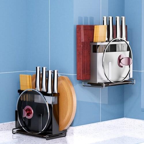 Stainless Steel Knife Cutting Board Storage Rack Large Wall-mounted Cutlery Pot Lid Shelves Multifunction Home Kitchen Organizer