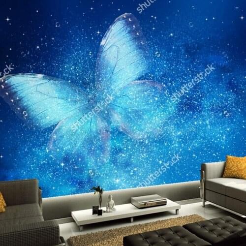 Universe wallpaper, stars and butterfly,3D modern landscape for bedroom living room hotel ceiling background silk wallpaper