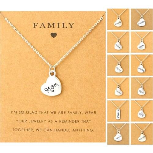 Mom Grandma Aunt Sister Uncle Daughter Necklace Grandpa Dad Father Brother Son Family Pendants Necklaces Fashion Jewelry Gift