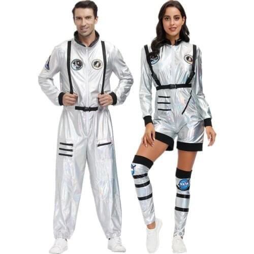 Couple Astronaut Alien Spaceman Cosplay Carnival Adult Men Women Pilots Outfits Halloween Jumpsuit Costume