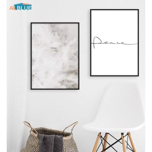 Feather Canvas Posters Prints Motivational Peace Quote Minimalist Wall Art Painting Nordic Decoration Pictures Modern Home Decor