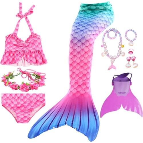 Swimming Mermaid Tail Bikini for Beach Lovely Costume Cosplay Little Mermaid Princess Party Red Halloween Girls Dresses Swimsuit
