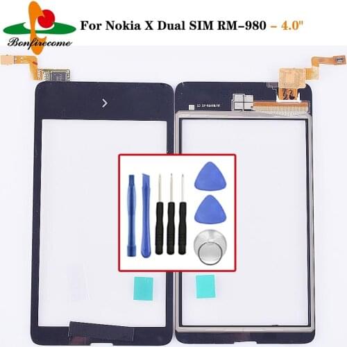 TouchScreen For Nokia X Dual SIM RM-980 A110 Touch Screen Digitizer Front Glass Sensor Panel Replacement