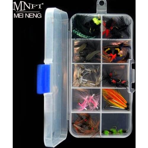 MNFT Super Deal! 40PCS Assorted Fishing Flies Trout Salmon Fly Fishing Tackle Dry Hook Wet Hook Lures