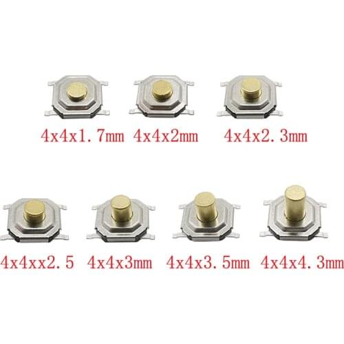 50PCS 4x4MM PCB Tactile Push Button Switch Micro Switch Mini Momentary Tact Switch Key Button SMD 4*4*1.7/2/2.3/2.5/3/3.5/4.3MM