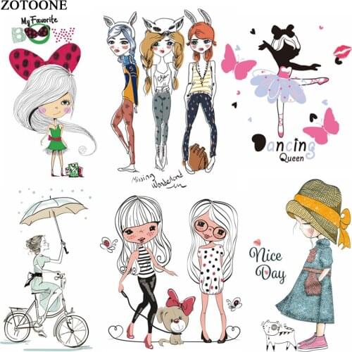 ZOTOONE Iron on Transfer Patch Cute Girl Patches for Clothing T Shirt Beaded Applique Clothes DIY Accessory Decoration for Kids