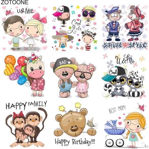 ZOTOONE Iron on Animal Monkey Bear Patch Boy Girl Stickers Patches for Clothing T-shirt Heat Transfer Diy Accessory Appliques G