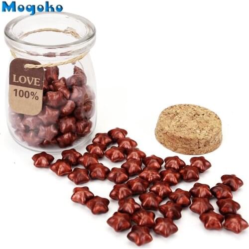 Mogoko about 120 Pieces Lucky Star Shape Sealing Wax Beads with 1 Piece Wax Melting Spoon and 2 pcs Candles for Wax Seal Stamp