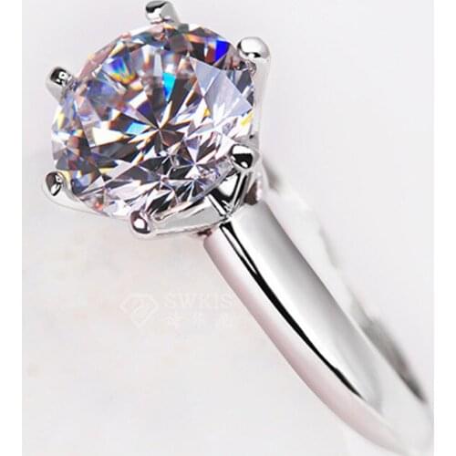 1.25 Carat Six-Claw Simulation Diamond Ring For Women 925 Sterling Silver Color White Gold Zircon Wedding Ring Fine Jewelry