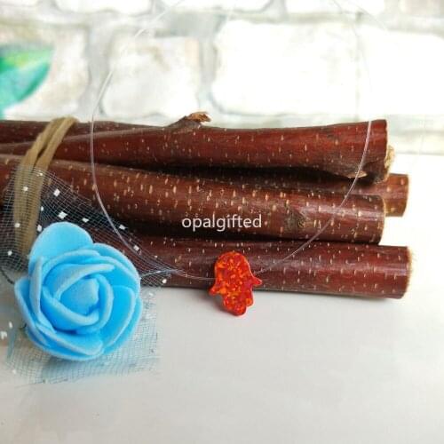 1pc Free Shipping Fashion Jewelry 11*13mm Transparent Nylon Chain Hamsa Fatima Hand Opal Necklace For Girl