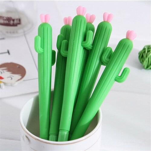 1pc Kawaii Cactus Gel Pens Novelty Green Plants Neutral Pens Cute Pens For School Supplies Writing Gifts Korean Stationery