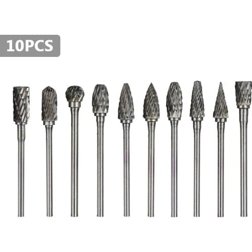 10pcs tungsten carbide shank cutter 3.175mm double cut rotary files