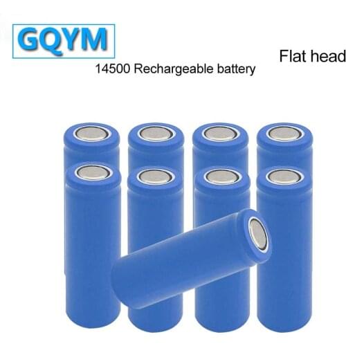 10pcs/Lot Real 1200mAh 14500 Li-ion Flat head 3.7V AA size Rechargeable Battery For Power Bank LED Flashlight