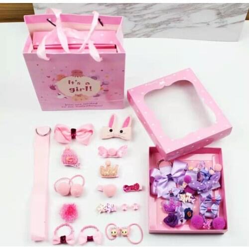 18 Pcs Hair Clip Set Cute Hair Accessories Girl Cartoon Hair Clip Headwear Bow Flower Animal Hairpin Hair Ring Elastic Headdress