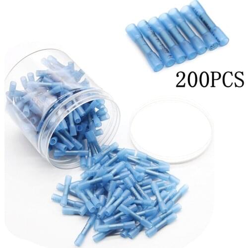 200PCS Waterproof Insulated Heat Shrink Crimp Terminals Electrical Wire Butt Connector Splice Crimp Terminal AWG16-14 Kit