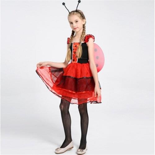 2019 Fashion Children Animal Cosplay Costume For Games Girls Party Costume For Halloween Coccinella Septempunctata Dress