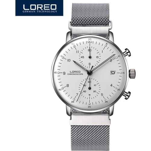 2019 Fashion Mens Watch Luxury brand LOREO Simple Quartz Watch Calendar 30m Waterproof Sapphire Luminous Mesh Strap Montre homme