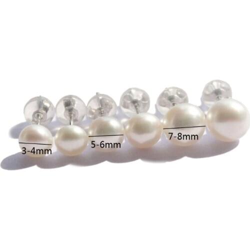3 Pair 925 Sterling Silver Freshwater Pearl Stud Earrings Kit Natural Pear Studs E56A