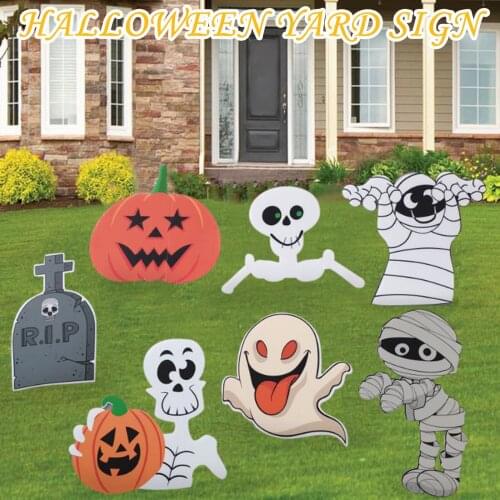 7PC/Set Halloween Pumpkin Skull Insert Hollow Board High-Quality Corrugated Insert Props Yard Sign Halloween Ornaments new