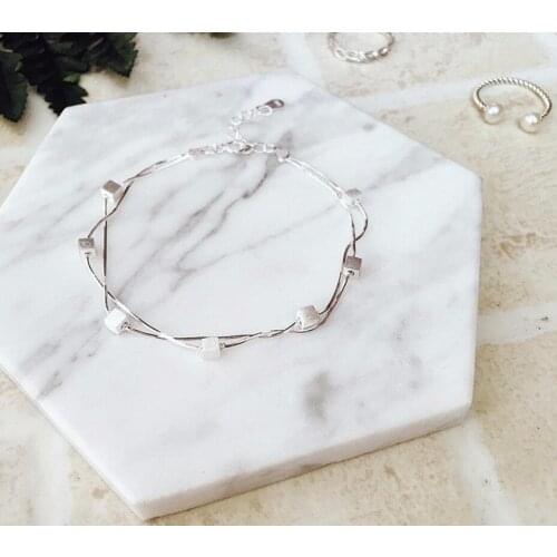 925 Sterling Silver Cube Box Bracelets & Bangles New Fashion Bracelet For Women sterling-silver-jewelry Pulseiras de Prata