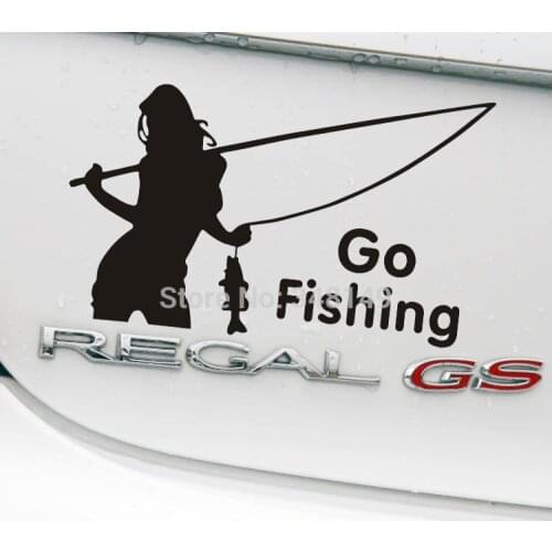 Aliauto Funny Car Styling Car decoration Go Fishing Car Stickers/Decals for Volkswagen Skoda Honda Hyundai Kia Lada opel renault