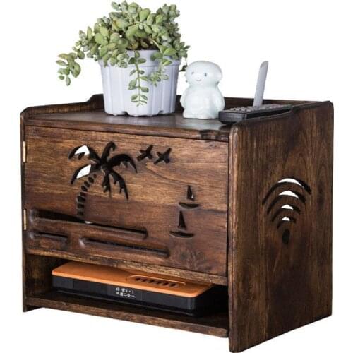 Solid Wood Wireless Router Receiving Box Wifi Box Set Top Box Placement Frame Cat Socket Wire Cleaning Receiving Box