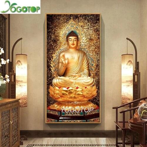 Large Sakyamuni Buddhist Buddha Statue Golden 5d Diy diamond Painting Full Diamond mosaic embroidery puzzle Home Decor YY2790