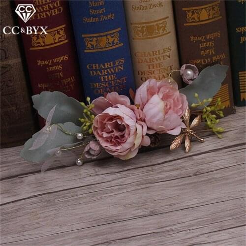 CC Wedding Jewelry Hairgrips Crown Tiara Engagement Accessories For Bridal Bridesmaids Party Flower Shape DIY Handamde Yarn 7556