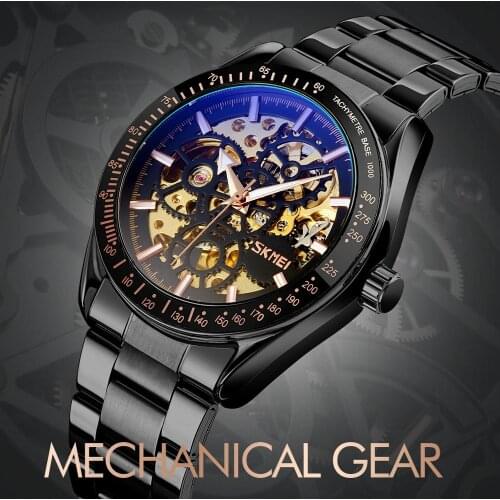 Brand Luxury Automatic Watch Men Stainless Steel Men Mechanical Watch Waterproof Business Wristwatch Mens Clock New 2021 Skmei