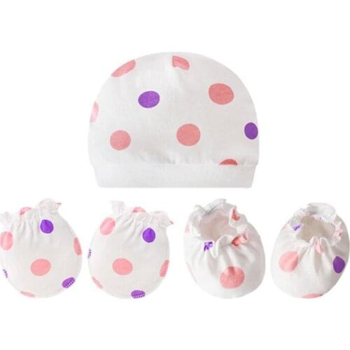 T5EC Baby Soft Cotton Gloves+Hat+Foot Cover Set Newborn Mittens Socks Beanies Kit Shower Gifts