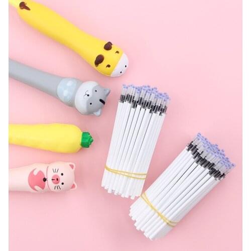 200PCS Gel Refill Decompression Pen Carbon Refill Office Stationery Needle 0.5mm Black Office Accessories Cute School Supplies