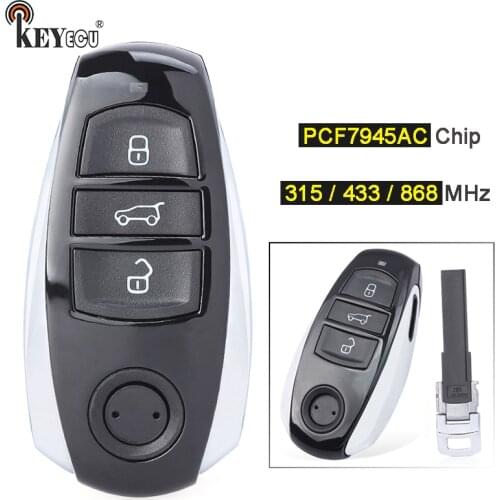 KEYECU 315/ 433/ 868MHz PCF7945AC Chip 3 Button Replacement Smart Card Remote Key Fob for Volkswagen Touareg 2010-2014