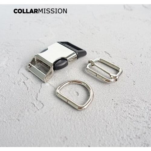 100sets/lot (metal buckle+adjust buckle+D ring/set)Non-Welded Dee ring plated metal buckle 25mm webbing diy dog collar accessory