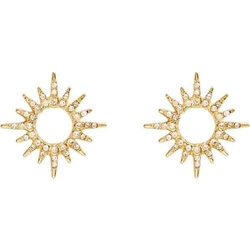 10 pair/ lot fashion jewelry gold metal cute rhinestone sun korean earrings