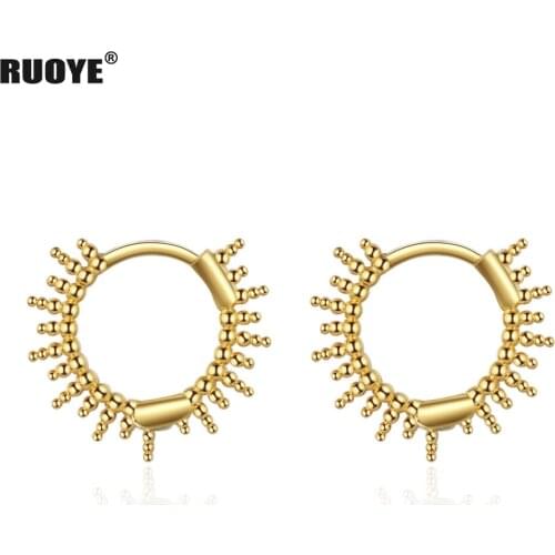 925 Sterling Silver Round Earring Gold Earring For Women Fashion Jewelry New 2021
