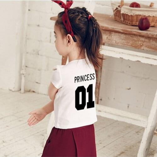 Summer Baby Boy Girls T Shirt Prince Princess Letter NO.1 Tops Tee Short Sleeve Cotton Kids Clothing T-Shirt For Children Gift