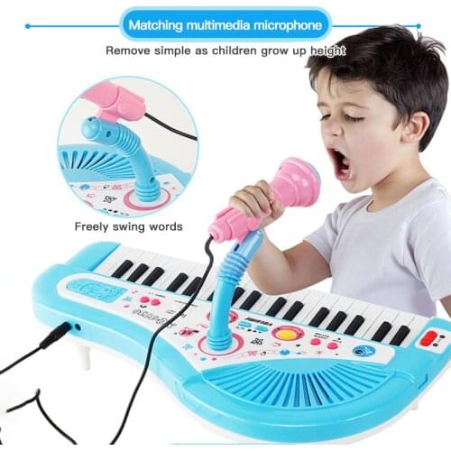 Children Early Education 37 Keys Mini Electronic Organ Music Piano With Microphone Teaching Keyboard Music Piano Kids Toys Gift