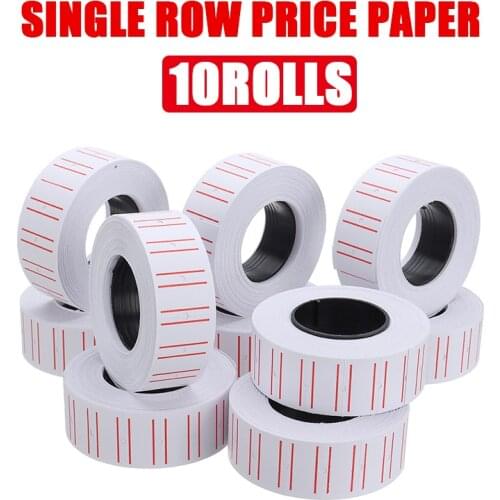 10 Rolls/set 8000pcs White Price Tags Labels 21*12mm Self Adhesive Pricing Stickers with Dual Red Line Office Mark Supplies